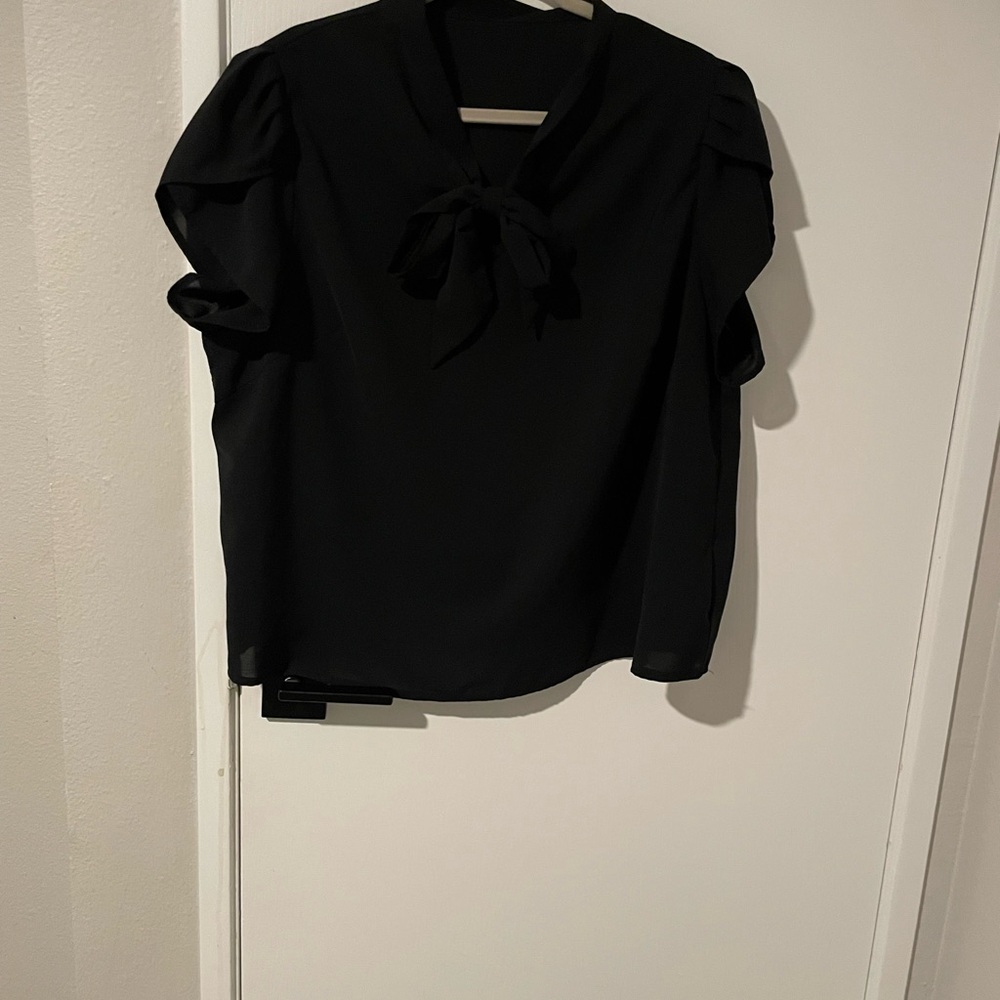 SHEIN Black Blouse with Bow Detail